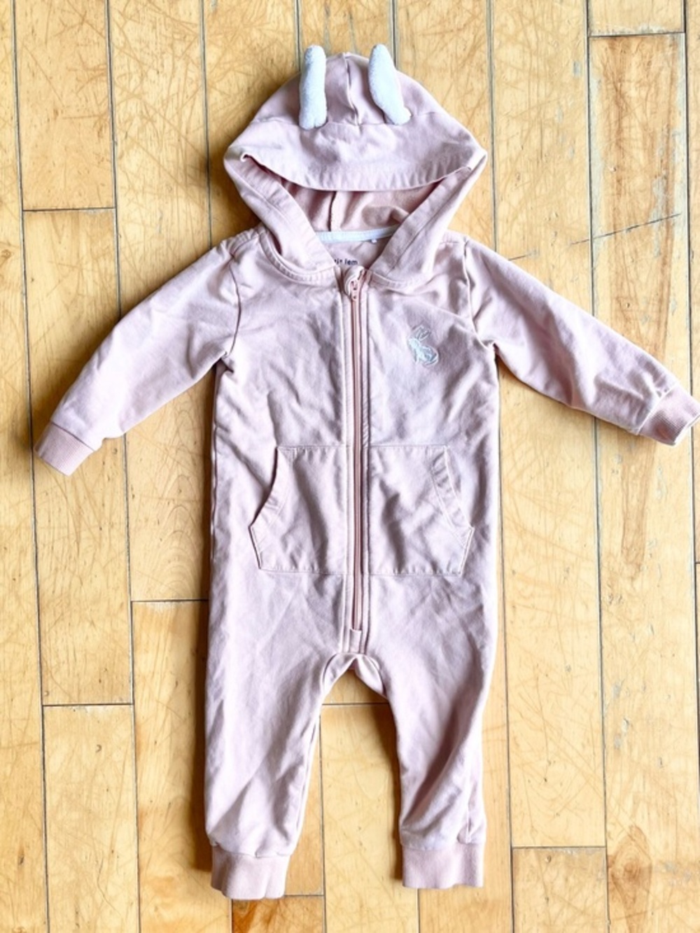 Petit Lem FREE with Purchase Rabbit Organic Cotton Pink Baby Onesie Size 12